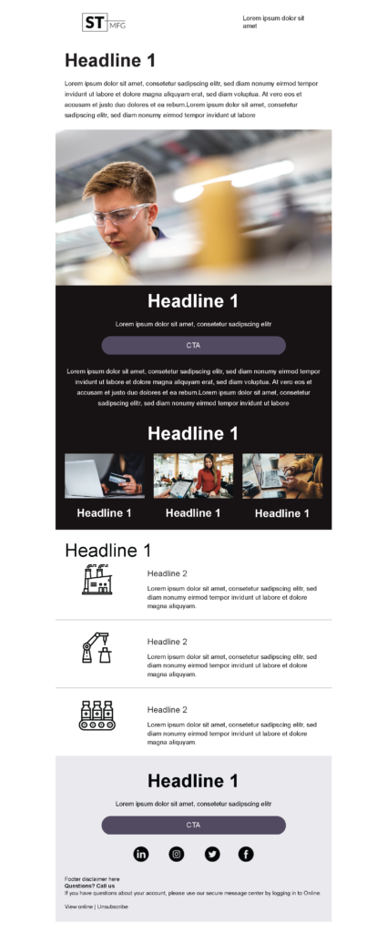 Trigger 2 email template for a Manufacturing company for Marketo