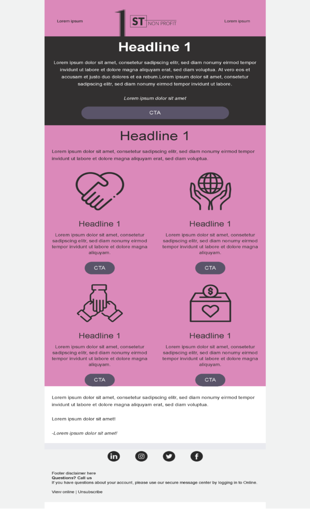 Welcome email template for a Non-Profit for Marketo